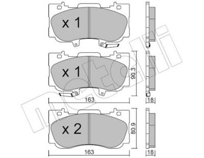 Bremžu uzliku kompl., Disku bremzes METELLI 22-1183-0