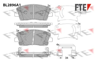 Bremžu uzliku kompl., Disku bremzes FTE 9011137