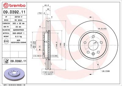 Тормозной диск BREMBO 09.D392.11